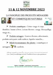 11 & 12 novembre 2023 / La panoplie des Produits cosmétiques et ménagers naturels 🌿